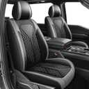Seat Covers for Ford F150 2009-2024 2025 - F250/F350/F450 2017-2024 2025: 5 Seat Full Set Faux Leather Truck Seat Covers Car Cushion (5 Seats,Black&Grey)