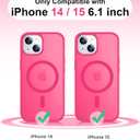 Designed for iPhone 14 Case,iPhone 15 Case with Magnetic [12 FT Military Drop Protection] [Compatible with Magsafe] Slim Translucent Matte Shockproof with Anti-Fingerprint Phone Case, Hot Pink