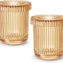 Bathroom Organizers and Storage,2 Pack Glass Qtip Holder Dispenser,Bathroom Essentials Accessories Decor,Vanity Makeup Storage Organizer for Cotton Swabs,Cotton Balls,Pads,Floss Picks (Amber), 3.51"L x 3.51"W x 3.9"H