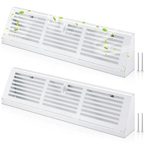 Yaocom 2 Pcs 18 Inch Baseboard Register Duct Opening Size Vent Covers for Home Floor Diffuser Wall Corner Baseboard Air Covers Floor Diffuser Including Screws Easy Installation(White,Stripes)