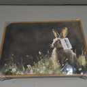 ARPEOTCY Vintage Framed Canvas Wall Art, Cute Bunny Wall Art for Living Room Bedroom, Rustic Moody Rabbit Spring Painting Pictures Home Decor for Easter Decoration (12x16 Inch)