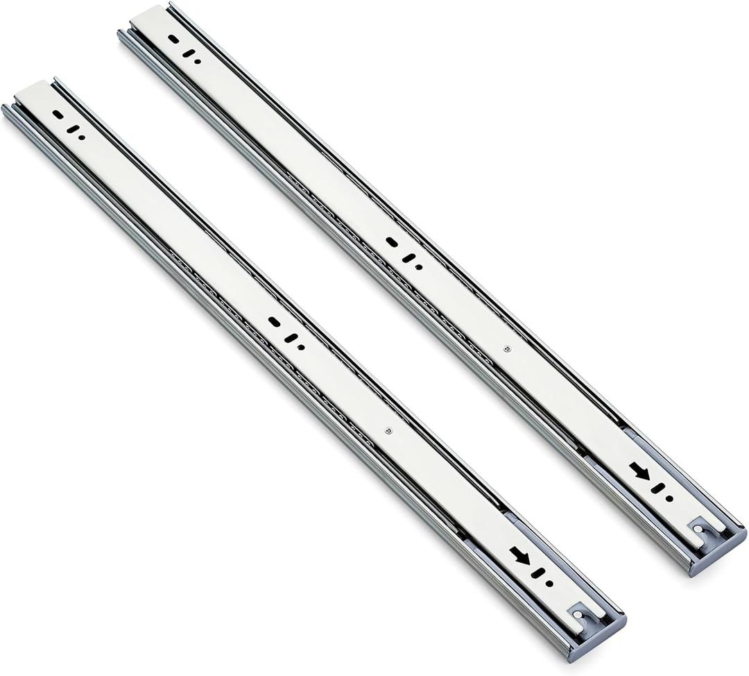 Ravinte 1 Pairs 2 Pack Full Extension Ball Bearing Mount Drawer Slides Soft Close 22 Inch Drawer Slides Silver Rails Track