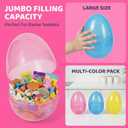 6 Pcs Large Easter Eggs Fillable, 6 Inch Colorful Jumbo Plastic Empty Egg Stand Upright for Easter Eggs Hunt Basket Stuffers Fillers Filling Treats Party Favor Classroom Prizes Supplies (Clear)