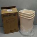 CEROELDA 3 Pack Bathroom Trash Can with Lid, 10L/2.6 Gal Small Garbage Can with Press Top Lid, Slim Plastic Waste Basket for Toilet, Office, Bedroom (Beige)