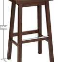 Amazon Basics Solid Wood Saddle-Seat Counter Height Bar Stools for Kitchen Island and Home Bar with Footrest, 29-Inch Height, Walnut, Set of 2