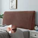 Headboard Slipcover for Queen Bed, Stretch Velvety Bed Headboard Cover, Dustproof Protector Cover for Upholstered Headboard, Velvet Fabric (Brown) (Queen Headboard Length (59"-67"))