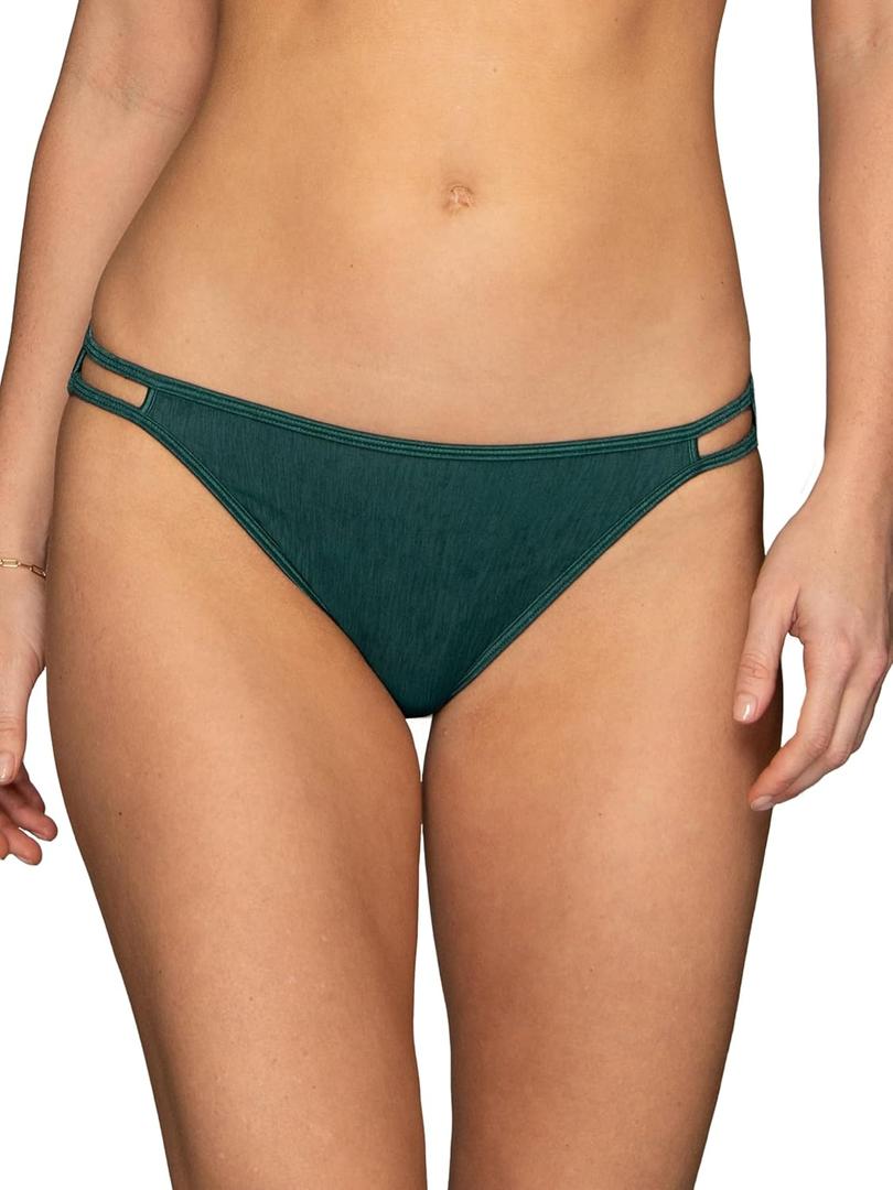 Vanity Fair Women's Illumination String Bikini Panties, Silky Stretch & Satin Trim (6, Emerald Gem)