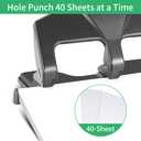 AFMAT 3 Hole Punch Heavy Duty, 40-Sheet Three Hole Punch, 50% Reduced Effort, 3 Hole Puncher for Binder w/Large Chip Tray, 9/32" Holes Diameter, Metal Paper Puncher for Home/Office/School, HP16