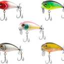 Fishing Lures with Propeller, 5-Pack Metal Crankbait Set, Multi-Color Hard Baits with Treble Hooks