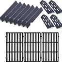 Cast Iron Grill Grates Flavorizer Bars Parts for Weber Genesis 2 E-410, S-410, Genesis II LX E-440, S-440, Weber 66089, 66097, 66041, 66033, 66796, Porcelain Steel Flavor Bars Heat Deflectors