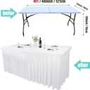 White Spandex Table Skirt for Rectangle Tables (4Ft) | 1-Pack Stretch Pleated Tablecloth for 48" L x 24" W x 30" H Rectangular Tables | Suitable for Banquets, Trade Shows, Birthday