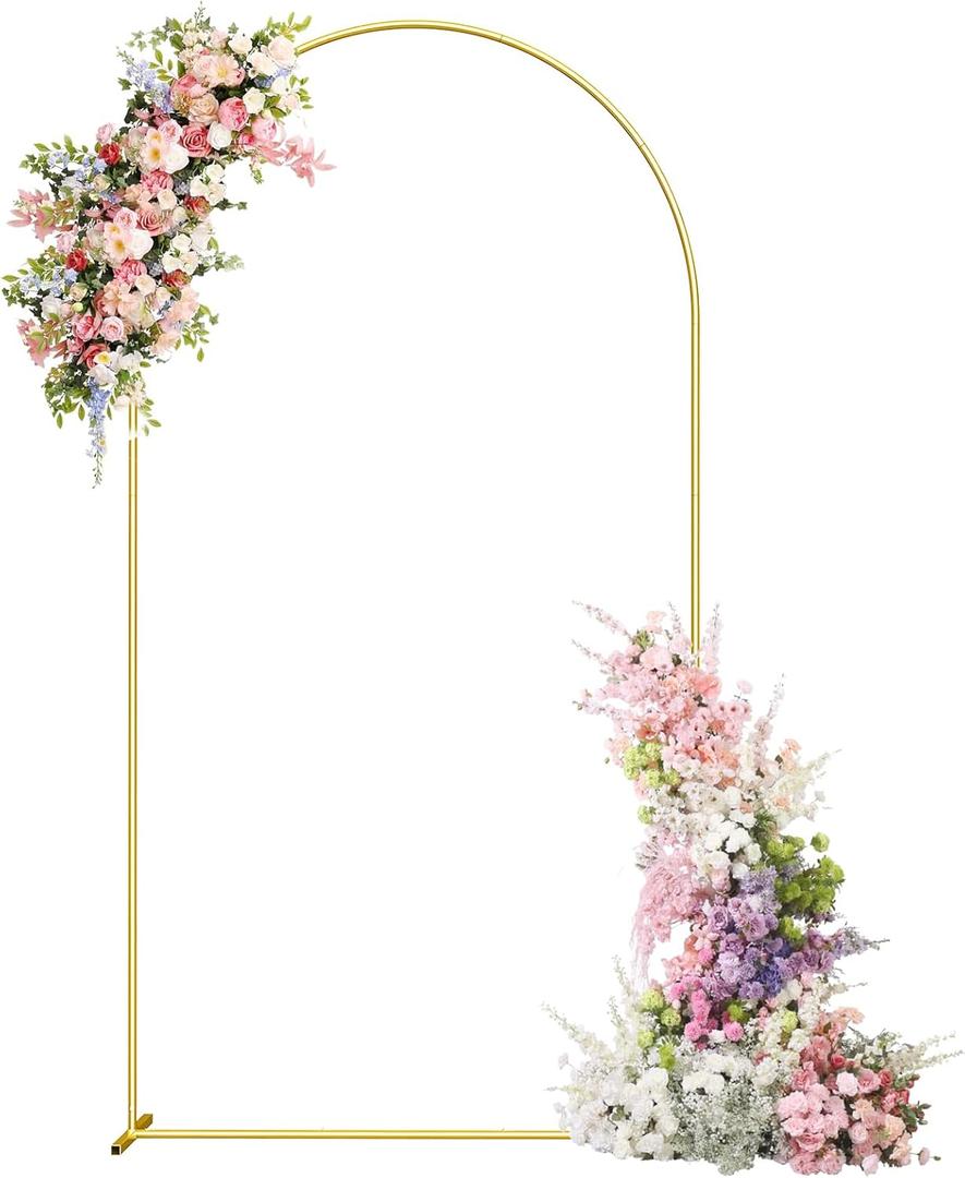 6.6FT Metal Arch Backdrop Stand, Gold Wedding Arch Frame, Balloon Arches Backdrop Stand for Birthday Party Baby Shower Graduation Ceremony Decoration