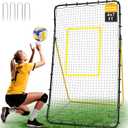 BAGAIL Volleyball Rebounder Net 7x4 Ft, Bounce Back Training Equipment with Adjustable Angles for Practicing Volleying, Bumping, Spiking, Easy Set Up & Sturdy Base for Multi Sports (Yellow)