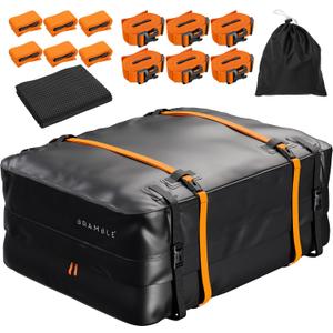 BRAMBLE Strong Car Roof Bag Rooftop Cargo Carrier 20 Cubic Feet, 100% Waterproof & Tear Resistant Car Roof Cargo Carrier, Fit for All Cars with/Without Roof Rack, Include Non-Slip Mat, Hooks, Straps (572-Litre Capacity)