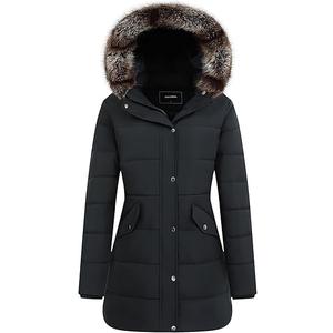 Women's Winter Coat Waterproof Long Insulated Parka with Detachable Hood, Large