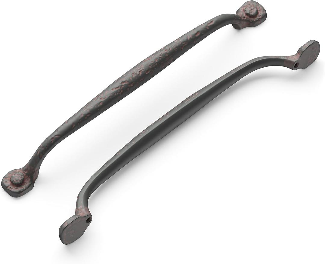 Hickory Hardware 5 Pack Solid Core Kitchen Cabinet Pulls, Luxury Cabinet Handles, Hardware for Doors & Dresser Drawers, 8-13/16 Inch (224mm) Hole Center, Rustic Iron, Refined Rustic Collection
