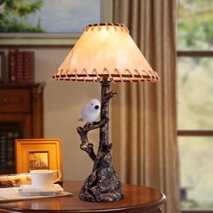 Vintage Table Lamp Midcentury Bedside Lamp 15.8IN Farmhouse Reading Light Rustic Desk Light with Black Resin Body and Bird Decor for Bedroom Living Room Hotel Office Entry
