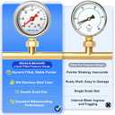 MEANLIN MEASURE 0~60Psi Stainless Steel 1/8" NPT 1.5" FACE DIAL, Glycerin Filled Pressure Gauge, Liquid Filled, Water Oil Air, Lower Mount, with 1/4" NPT and 3/8" NPT Hex Bushing