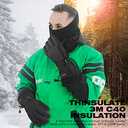 MCTi Waterproof Mens Ski Gloves Winter Warm 3M Thinsulate Snowboard Snowmobile Cold Weather Gloves (Large, Black)