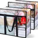 2Pack Clear Blanket Storage Bags, Vinyl Comforter Clothes Storage Closet Organizers and Storage Containers Moving Bags with Reinforced Handle for Bedding, Clothing, Comforters, Pillows, Toys,40L