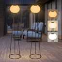 2 Pack Solar Floor Lamp, Cordless Tripod Floor Lamp for Living Room, Rechargeable 3-Way Outdoor Floor Lamp for Patio, Garden, Yard