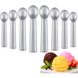Gejoy 12 Pcs Ice Cream Scoop 7 Inch Nonstick Anti Freeze Ice Cream Scooper Aluminum Design Dessert Spoon for Gelatos Frozen Yogurt Fruit Sundaes Sorbet Almond Cookie Dough (Silver)