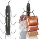 Purse Hanger, 2 Pack Purse Organizer for Closet with 16 Hooks for Heavy Bags, Sturdy Bag Storage, Rotatable Handbag Holder, Purse Rack Space Saving Backpack Hanging Closet Organizer Hangers, Black