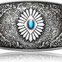 Western Cowboy Belt Buckle, Indian Elements Vintage Turquoise Belt Buckle For Men Women Jean's Accessory