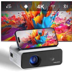 2024 Upgraded Smart Mini Projector with WiFi and Bluetooth  4K HD Support, Auto Keystone, Electric Focus, Android 11 TV, Phone Control  Portable Home Theater for Indoor & Outdoor Movies