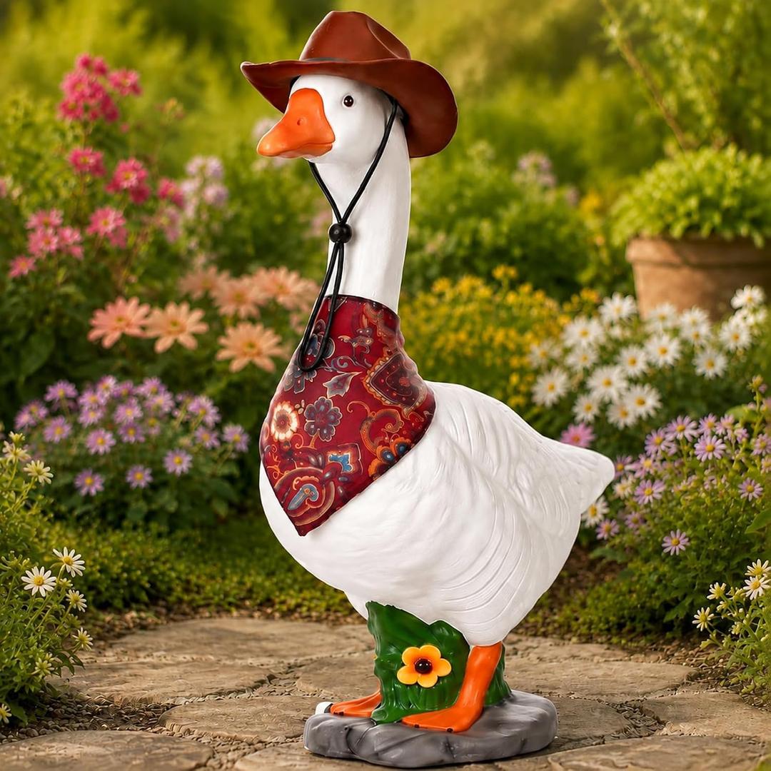 23 Inch Large Porch Goose Statue with Removable Hat and Bandana
