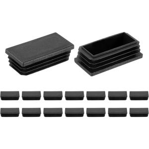 uxcell 16 Pcs Rectangle Tubing End Caps 2 3/8 x 1 3/16 Inch Plastic Hole Plugs Insert End Cap for Metal Tubing Post Chair Leg Table Bookshelves Furniture, Black