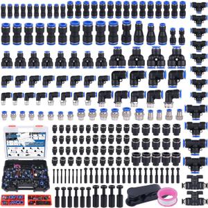 200 PCS Quick Connect Air Hose Fitting Assortment Kit,Push to Connect Fittings 1/8" 1/4" 3/8" 1/2" NPT Thread Pneumatic Air Line Quick Connect Quick Release Fitting Kit