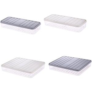 MAGICLULU 2Pcs Plastic Refrigerator with Lid Sealed Dumpling Box Food Container for Kitchen Storage White Large Small for Fridge Freezer Organization