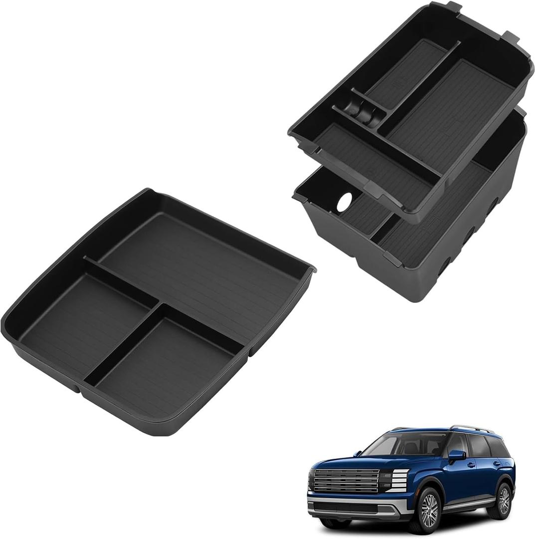 smabee Armrest Storage Tray+Lower Organizer Tray for Hyundai Palisade 2026