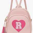 Girls Initial Mini Backpack Gifts for Kid Toddler Little Girl Teen Small Cute Heart Backpack Purse Preschool Kindergarten Bookbag，Pink-R