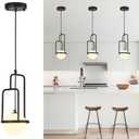 lighceac Mini Modern Globe Black Pendant Light Fixture for Kitchen Island 1-Light Hanging Ceiling Chandelier with Frosted White Glass for Dining Room Bedroom Entryway Living Room Foyer Hallway 3-Pack