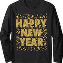Golden Confetti - New Year's Eve Happy New Year Long Sleeve T-Shirt, XL