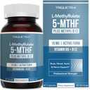 L Methyl Folate 15mg Plus Methyl B12 Cofactor High Potency, Active 5-MTHF Form - Supports Mood, Methylation, Cognition Bioactive Forms of Vitamin B9 & B12 (60 Capsules 60 Servings) (60 Count (Pack of 1)) Exp D 03.27