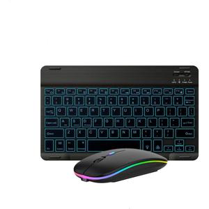 Ultra-Slim Lightweight Bluetooth Keyboard and Mouse Portable Mini Wireless Keyboard Rechargeable 7-Color Backlit for Apple iPad iPhone,Tablet iPhone Smartphone iOS Android Windows,Black