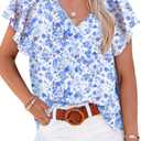 Dokotoo Women's Casual Boho Floral Print V Neck Long Sleeve T Shirt Blouses