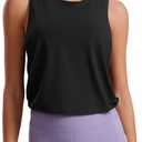 CRZ YOGA Pima Cotton Large Armhole Tank Tops for Women - Workout Sport Athletic Yoga Running Gym Loose Crop Sleeveless Shirts (Black, S)