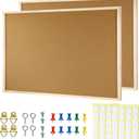 2 Pcs Cork Board, 17.7''x13.3'' Bulletin Board, Wooden Framed Corkboards for Wall, Small Cork Board, Vision Board Supplies, Prayer Board, Picture Board for Photos, Office, Home Decor, School