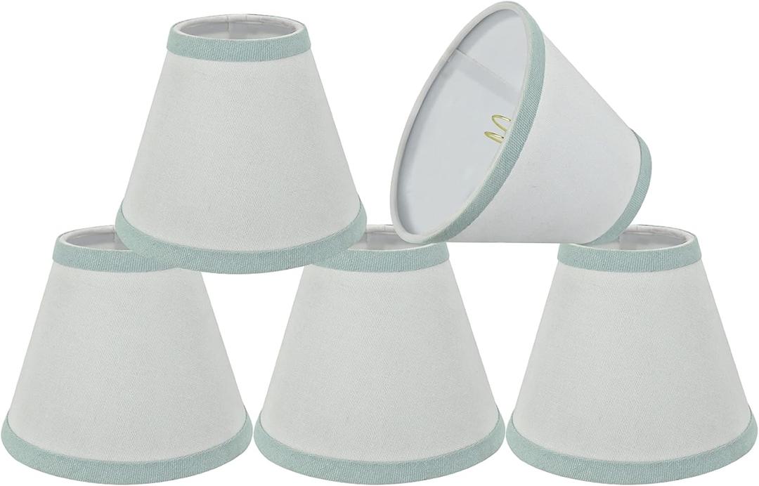 Aspen Creative 32044-5A, Hardback Empire Clip-On Chandelier Lamp Shade, White, 3" Top x 6" Bottom x 5" Slant Height, Set of 5