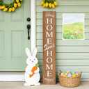 Farmhouse Wooden Welcome Sign Stand for Front Door, 47" Rustic Large Home Sweet Home Welcome Sign for front porch, Vertical Tall Xmas Gift Porch Leaner Decor for Outdoor Patio Garden, Natural Board, 7.8" x 47.2", Basic Design-Single Side