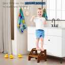 Harwaya Wooden Toddler Step Stool for Bathroom Sink, Dark Wood Kids Toilet 2 Step Stool for Toddlers Potty Training, Baby Child Stepping Stools with Handles for Bedroom Kitchen Counter (Walnut Brown)