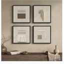 Framed Abstract Geometric Wall Art Decor, 4 Piece Modern Minimalist Neutral 2D Canvas Wall Art Prints, Contemporary Beige Square Artwork for Walls Living Room Dining Room Bedroom Hallways, 12x12