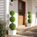 1 Pack  uv resistant Artificial Triple Ball Boxwood Topiary fake plants indoor outdoor realistic floor plants faux plastic plantas for home Garden Porch patio Entryway All-Weather corner office decor