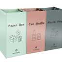 Separate Recycling Bin for Kitchen Home - Indoor Recycle Bins (Pink, Green, Gray) Waste Trash Sorting Bins, Reusable Waterproof Affordable Recycle Bags, Pack of 3 Bags