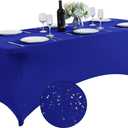 SuperO Waterproof Spandex Table Cover for 8FT Table Universal Fitted Stretch Tablecloth for Party, Banquet, Wedding and Events-Royal Blue (96" x 30" (Rectangular))