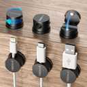 Magnetic Cord Holder 360Rotation Cord Organizer, 6Pack Cable Clips [1s Lock] Adhesive Cable Management Desk Organizers and Accessories, Phone Charging Wire Holder for Nightstand,Car,Home Office